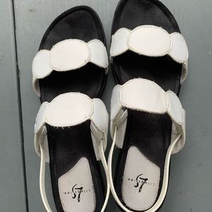 Life Stride white strappy sandal with 2” heel